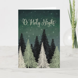 O Holy Night Trees Stars Sky Karte