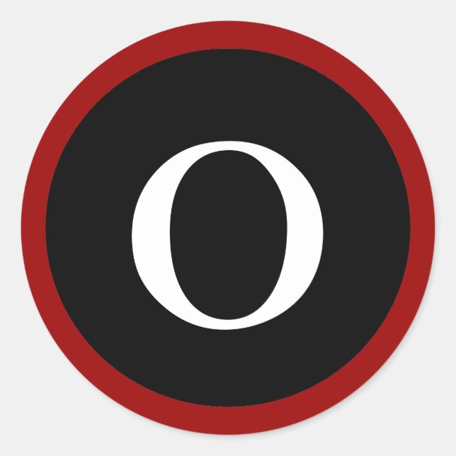O: Initial O Letter O Red, White & Black Stickers (Vorderseite)
