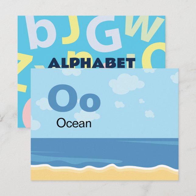 O ist für Ocean - Alphabet Flash Card Postkarte (Vorne/Hinten)