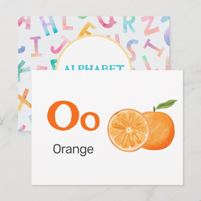 O ist für Orange - Alphabet Flash Card Postkarte (Vorne/Hinten)