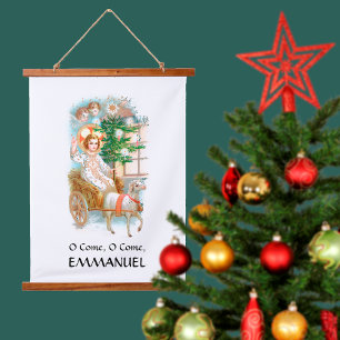 O komm, o komm, Emmanuel Advent Wandteppich Mit Holzrahmen