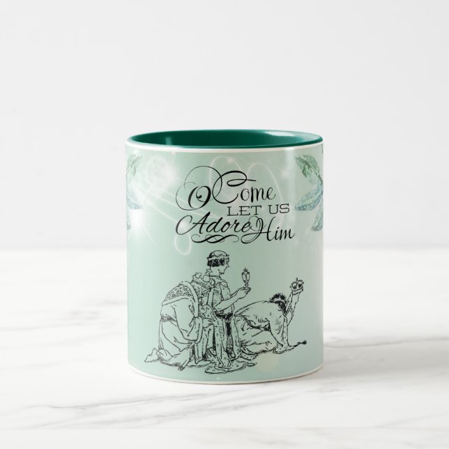 O Lass uns Adore Drei Weisen Weihnachten Zweifarbige Tasse (Mittel)