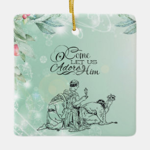 O lass uns Adore Ihm drei Könige Weihnachten Keramikornament
