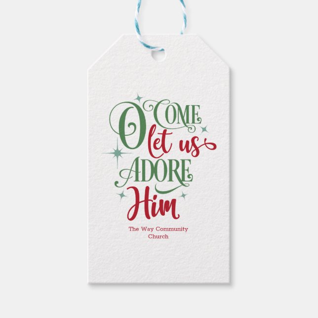 O Lass uns Adore Ihm Red Green Elegant Geschenkanhänger (Vorderseite)