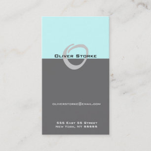 O Letter Alphabet Business Card Blue Gray Visitenkarte