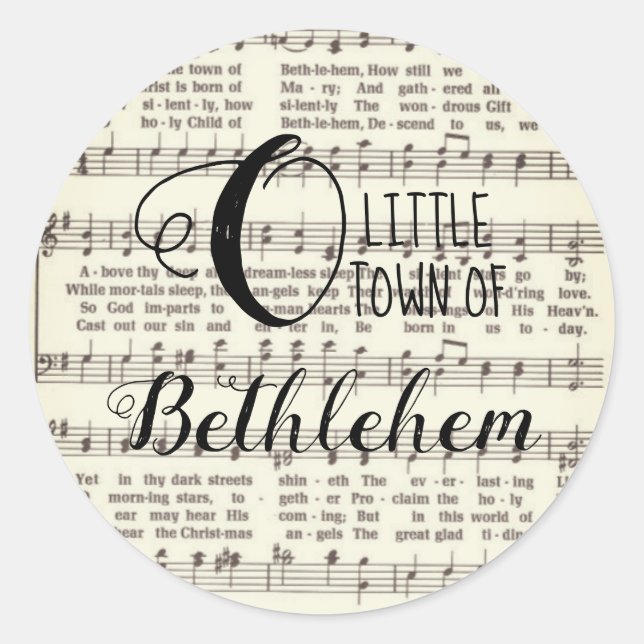 O Little Town of Bethlehem Classic Round Sticker (Vorderseite)