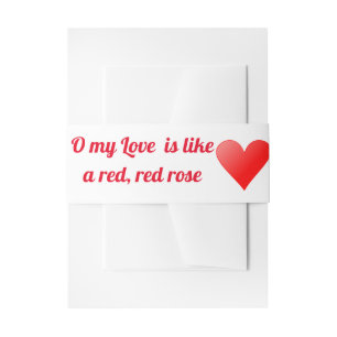 O meine Liebe ist wie ein rotes Gedicht, rote Rose Einladungsbanderole