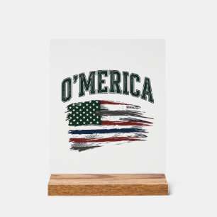 O’Merica Vintage-Flag-Shirt-Design mit Absicht bes Acrylschild