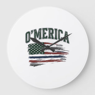 O’Merica Vintage-Flag-Shirt-Design mit Absicht bes Große Wanduhr