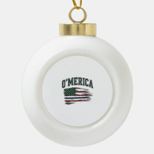 O’Merica Vintage-Flag-Shirt-Design mit Absicht bes Keramik Kugel-Ornament