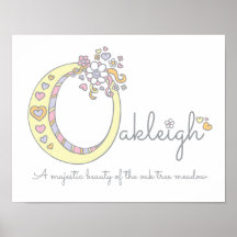 O Monogram Art Oakleigh Girls Name bedeutet Poster