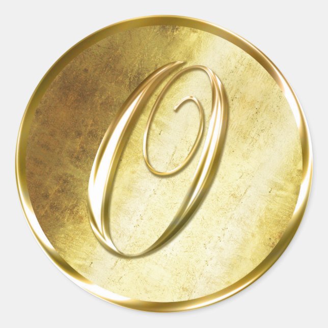 O Monogram Imitate Gold Umschlag Aufkleber Sticker (Vorderseite)