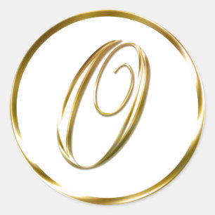 O Monogram Imitate Gold Umschlag oder Günstige Sie Runder Aufkleber