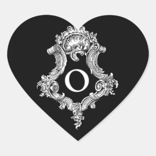 O Monogramm Anfangsbuchstabe Herz-Aufkleber