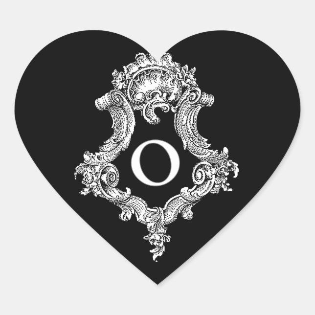 O Monogramm Anfangsbuchstabe Herz-Aufkleber (Vorderseite)
