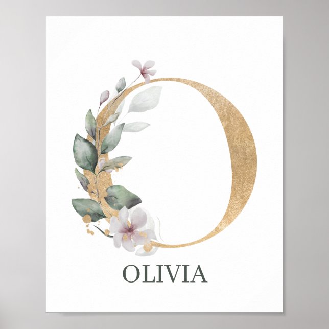 O Monogramm Floral Personalisiert Poster (Vorne)