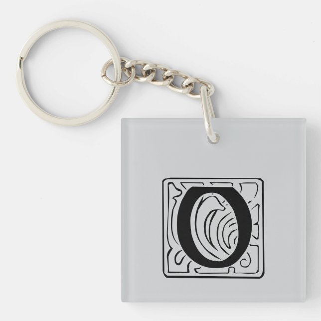 O Monogramm schwarz Schlüsselanhänger (Vorderseite)