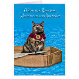 O Row-Meow Katze im Pappboot Funny Valentine