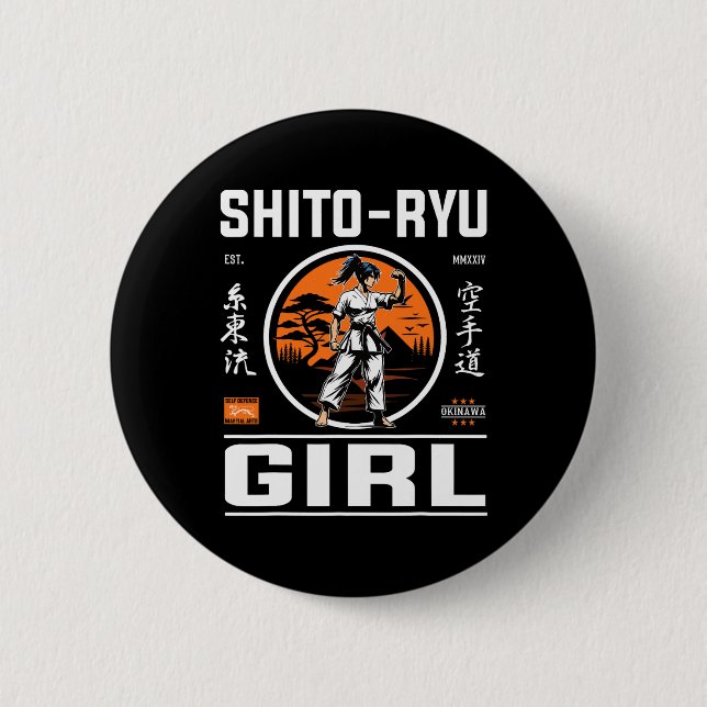 O Ryu Girl Präzision und Stil in Karate Design! Button (Vorderseite)