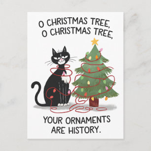 O Tannenbaum deine Ornamente sind Geschichte Katze Postkarte