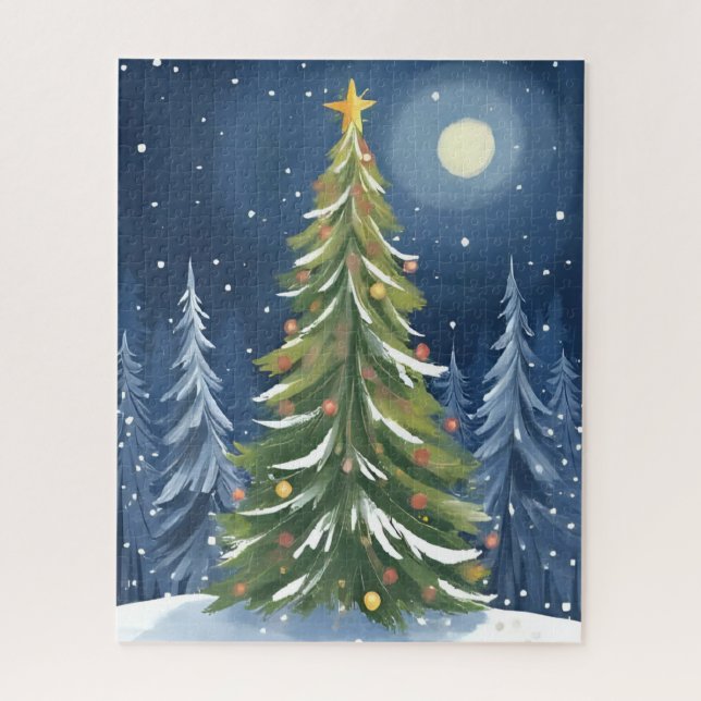 O Tannenbaum | Schneelandschaft Winterwunderland Puzzle (Vertikal)