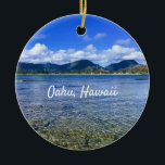 Oahu Beach Cove  Keramik Ornament<br><div class="desc">Aussicht auf den tropischen Ozean und das Ko'olau Gebirge in Kailua auf der Insel Oahu,  Hawaii.</div>