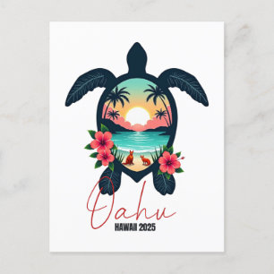 Oahu Hawaii 2025 Schildkröten-Familien-Sommerurlau Postkarte
