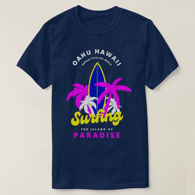 Oahu Hawaii Banzai Pipeline Beach SurfIsland P T-Shirt (Design vorne)