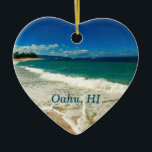 Oahu, Hawaii Beach Keramik Ornament<br><div class="desc">Ein atemberaubender Blick auf den Strand von Oahu,  Hawaii. Wunderschönes Andenken an Ihren Urlaub!</div>