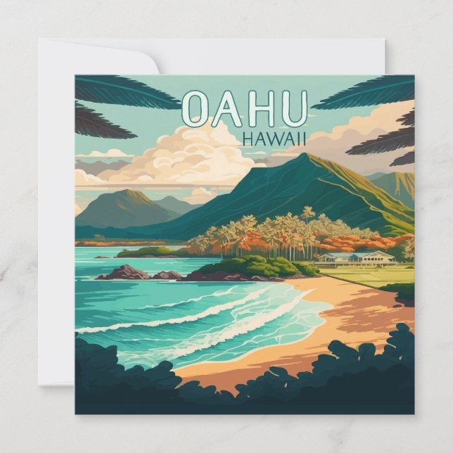 Oahu Hawaii Beach Vintag Retro (Vorderseite)