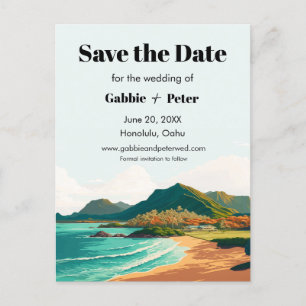 Oahu Hawaii Beach Wedding Save the Date Postkarte