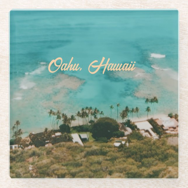 Oahu Hawaii Insel Reise Souvenir Glasuntersetzer (Vorderseite)