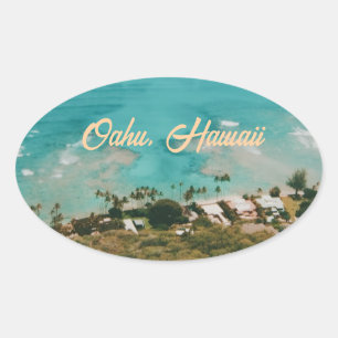 Oahu Hawaii Insel Reise Souvenir Ovaler Aufkleber