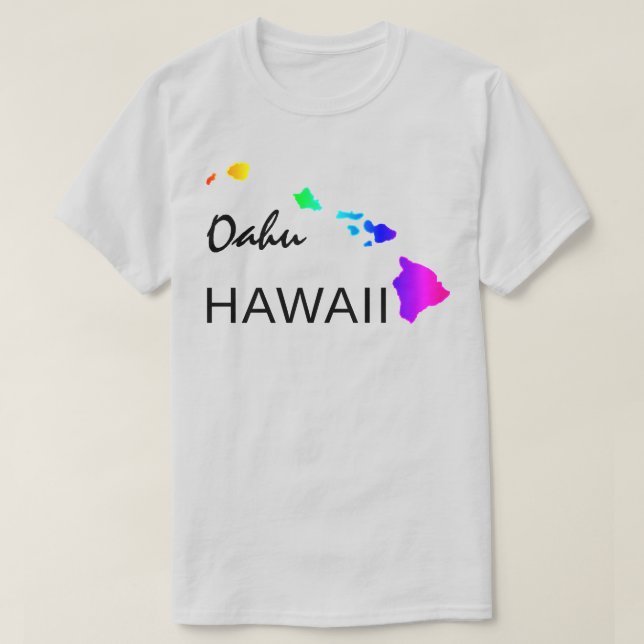 OAHU - HAWAII INSELN NEON RAINBOW T-Shirt (Design vorne)