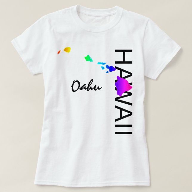 OAHU - HAWAII INSELN NEON RAINBOW T-Shirt (Design vorne)