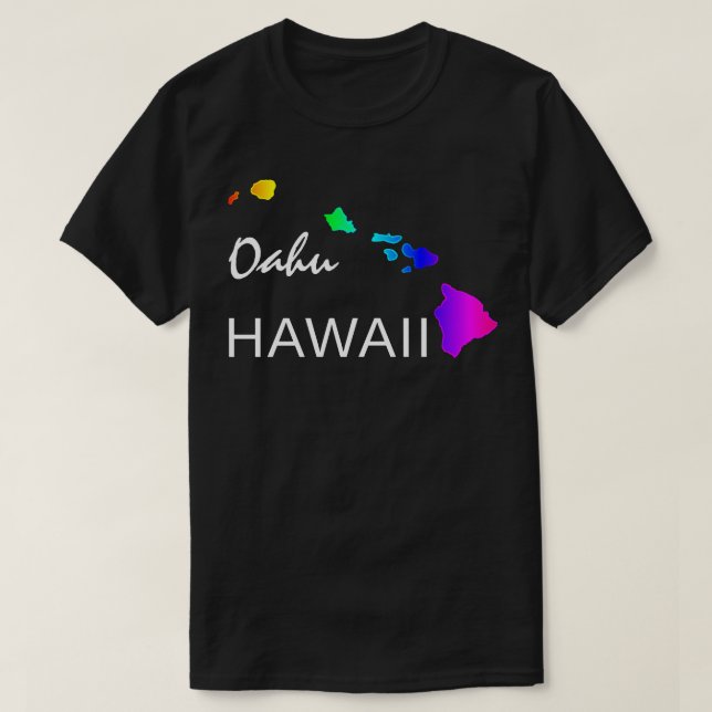 OAHU - HAWAII INSELN NEON RAINBOW T-Shirt (Design vorne)