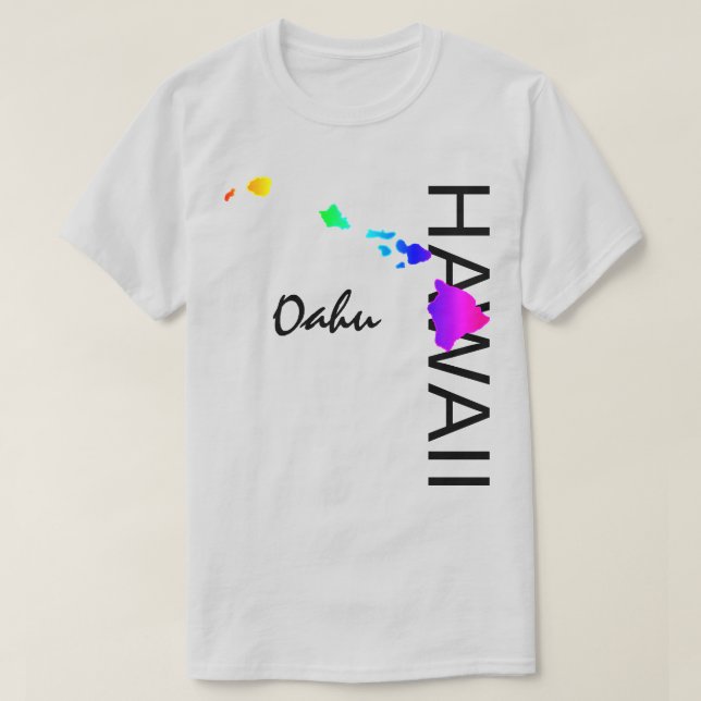 OAHU - HAWAII INSELN NEON RAINBOW T-Shirt (Design vorne)