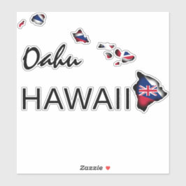 OAHU - HAWAII ISLANDS HI Flag BLK Aufkleber