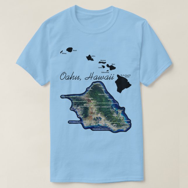 Oahu Hawaii mit hawaiianischen Inseln T-Shirt (Design vorne)