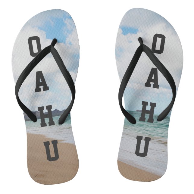 Oahu Hawaii Ocean Waves & Beach Flip Flops (Fußbett)