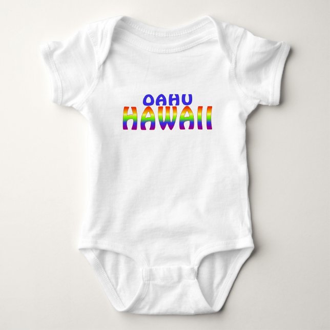 Oahu Hawaii Regenbogenwörtern Kinderoutfit Baby Strampler (Vorderseite)