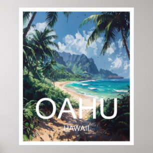 Oahu Hawaii Reiseposter Art Print Poster