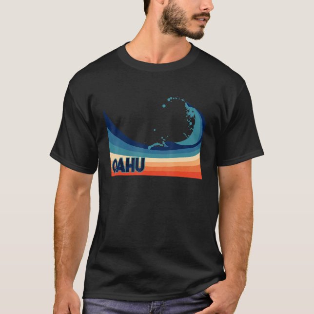 Oahu Hawaii Retro Surf Sailing & Hawaiianischer Fi T-Shirt (Vorderseite)