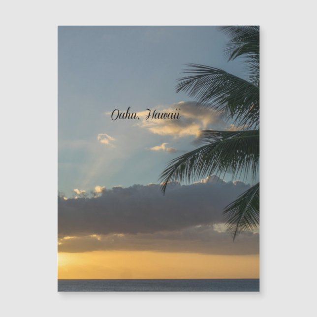 Oahu, Hawaii Sonnenuntergang Magnetkarte (Vorderseite)