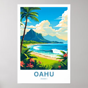 Oahu Hawaii Travel Print Poster
