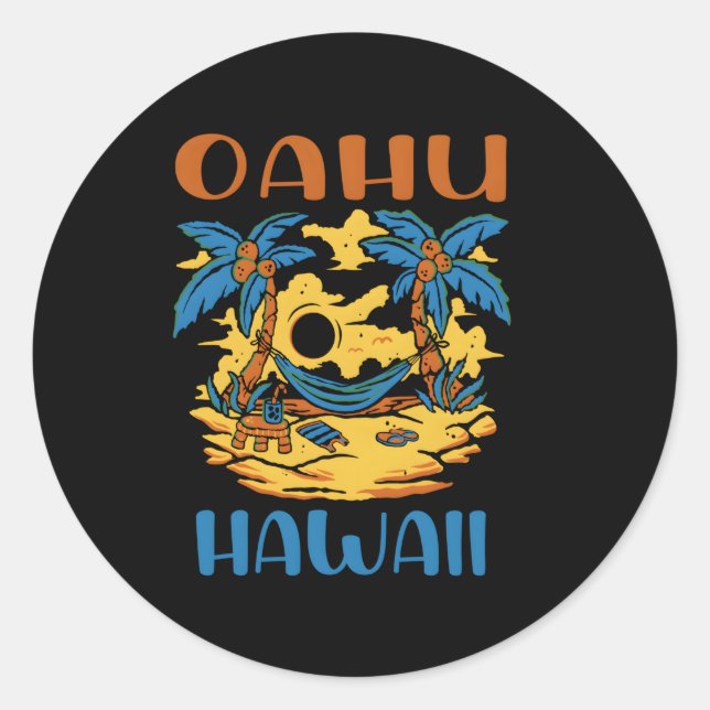 Oahu Hawaii Travel Runder Aufkleber (Vorderseite)
