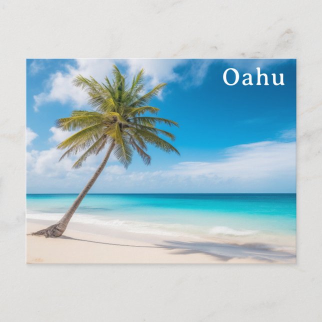 Oahu Hawaii Tropical Beach Palm Trevel Travel Postkarte (Vorderseite)