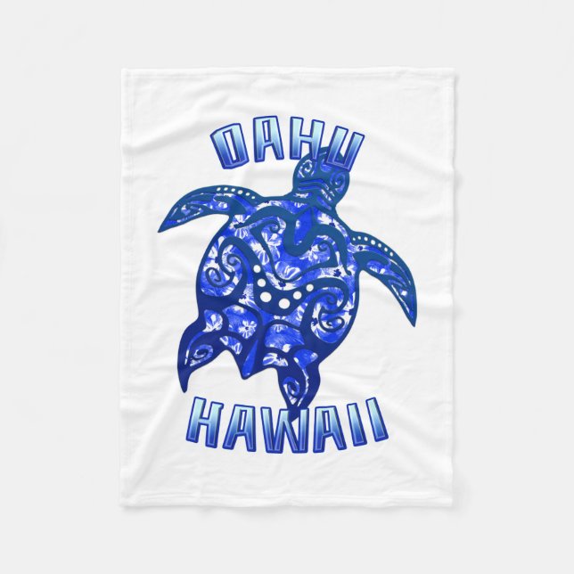 Oahu Hawaii Vacation Tribal Turtle Fleecedecke (Vorderseite)