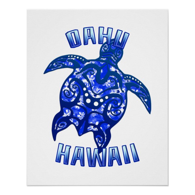 Oahu Hawaii Vacation Tribal Turtle Poster (Vorderseite)