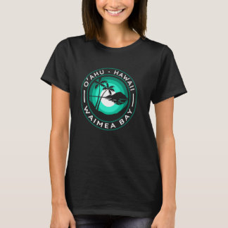 Oahu Hawaii Waimea Bay Beach Tropical Palmen T-Shirt